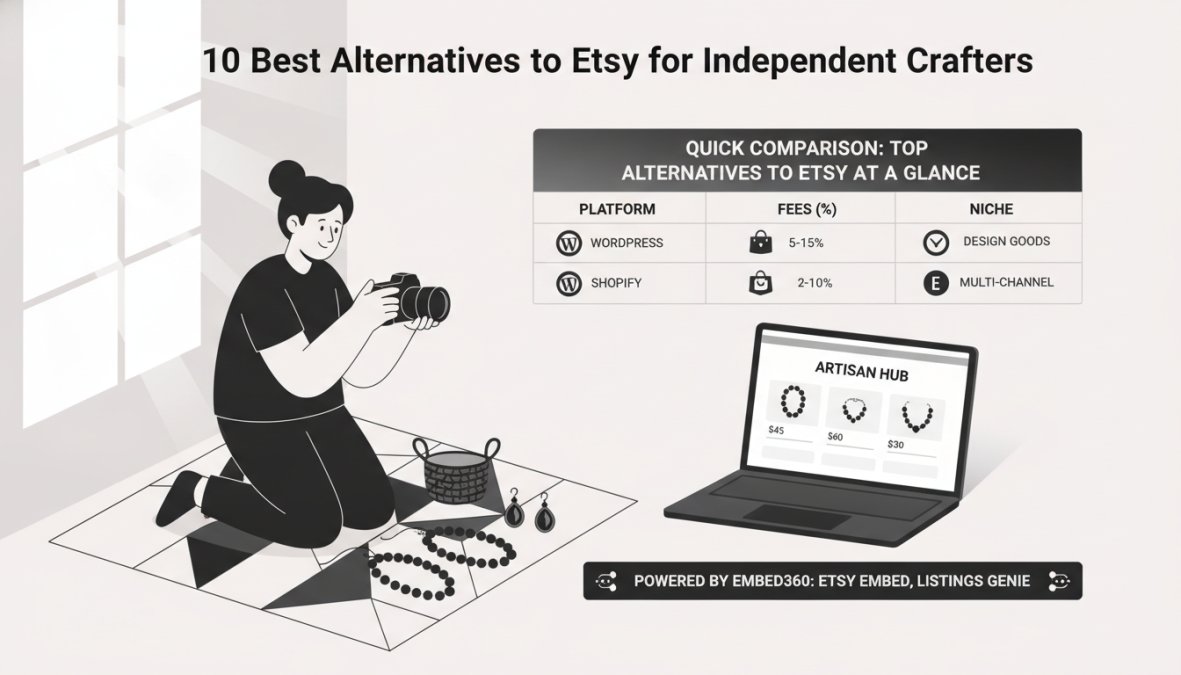 Visual comparison chart showing alternatives to etsy