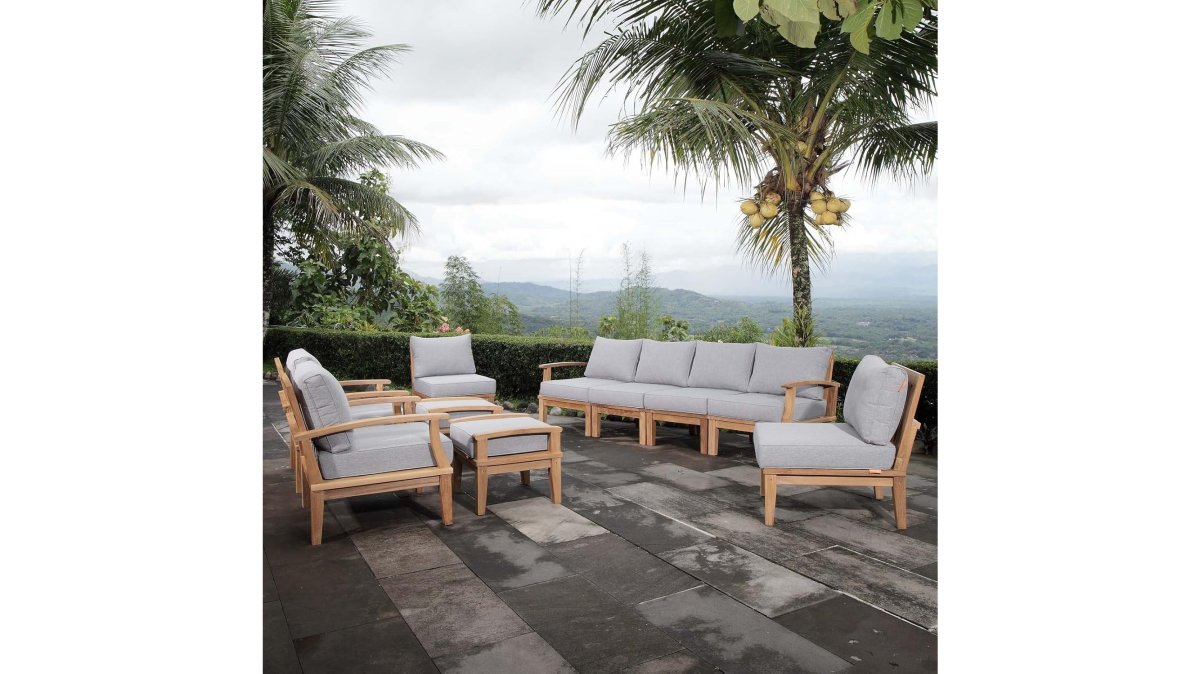 10-Piece Teak Patio Furniture Set – Natural Gray