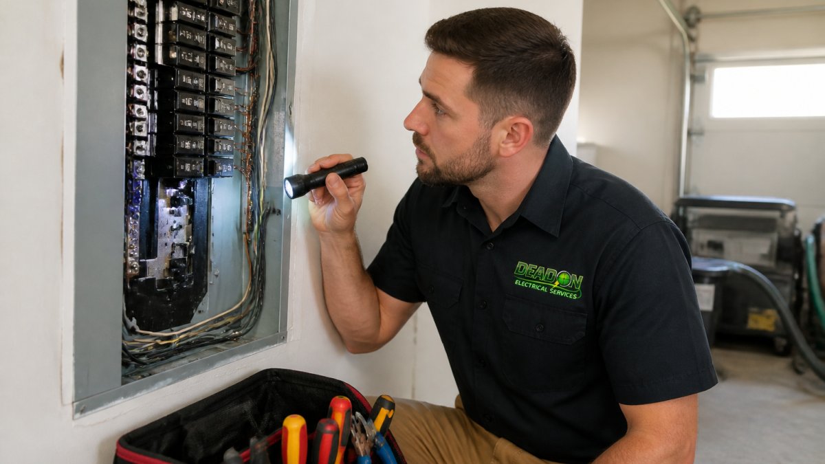 Electrician inspecting a residential panel for a loose neutral wire