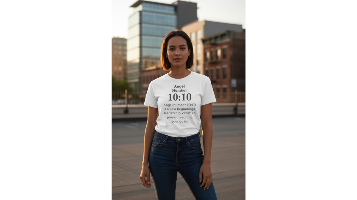 A young person wearing a vintage-washed oversized spiritual t-shirt with subtle celestial moon and star accents, standing in soft natural light in a minimal, calm living space with plants
