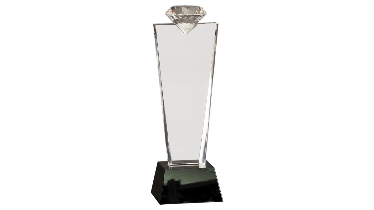 11" Crystal Diamond Top Award on Black Pedestal Base