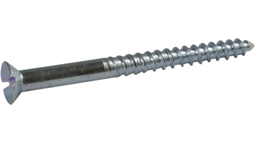 12 x 1 1/4 Slotted Flat Wood Screw Zinc Plated