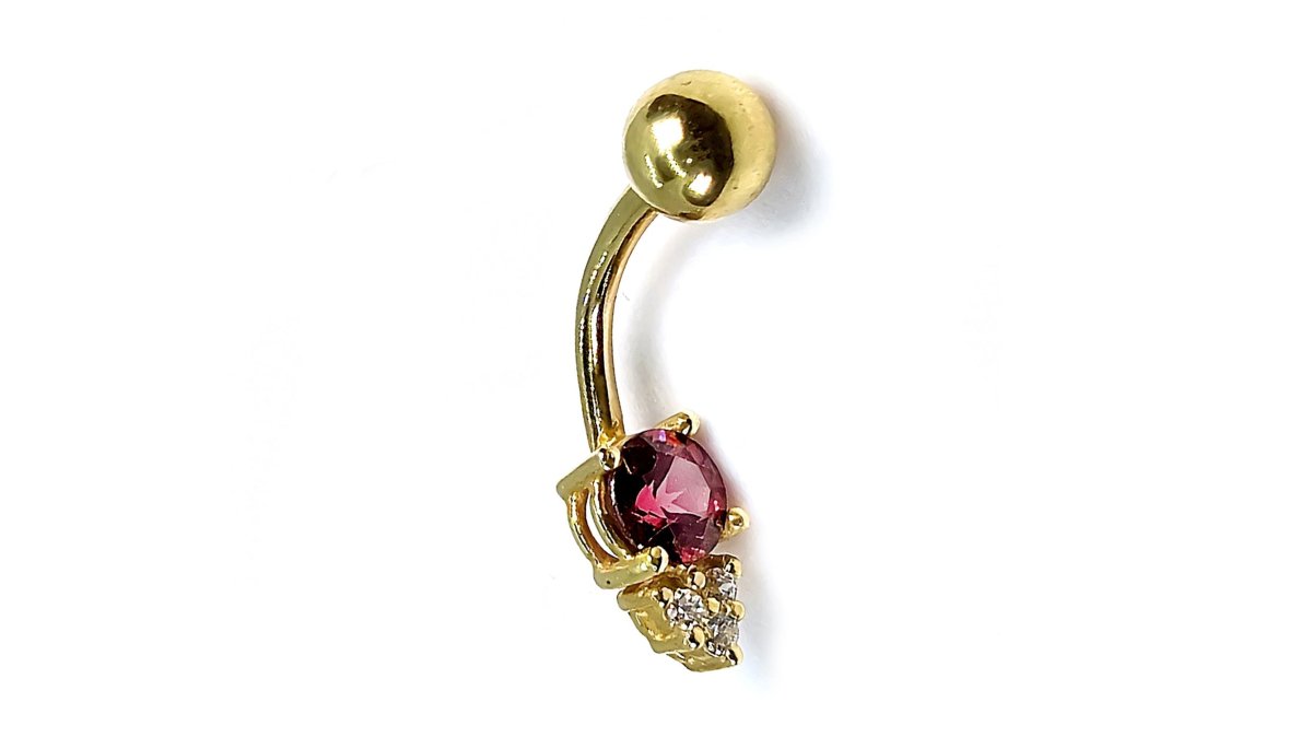 14K Gold Belly Ring Design Navel Piercing with the Highest Quality Crystals Hand Set & Polished Jewellery for someone Very Special