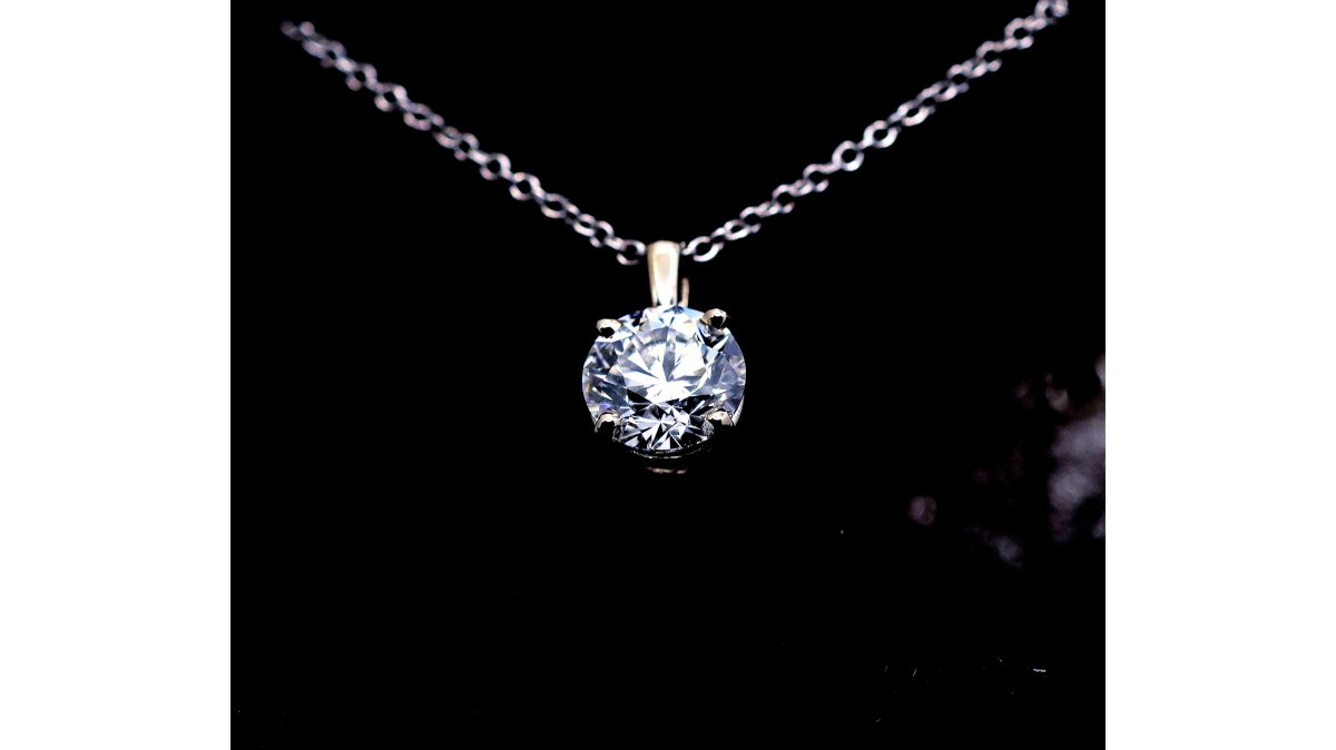 1ct Lab Diamond Solitaire Necklace, 14K White Gold Cable Chain