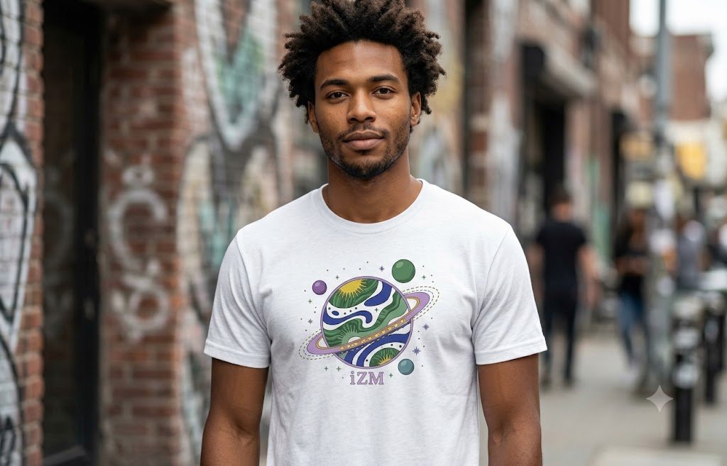 Man wearing iZM shirt