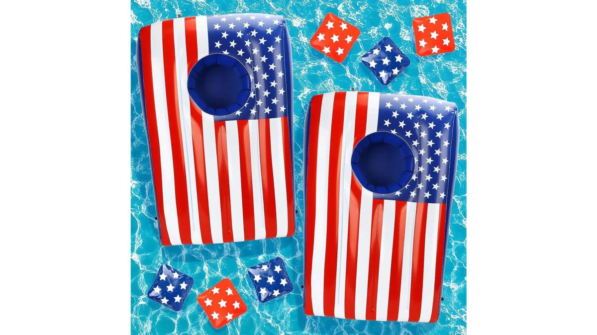 2 Sets Inflatable Pool Games Toys, Pool Cornhole Game Floating Toys for Adults Family, Water Games for Adults, Bean Bag Toss Game for Swimming Pools