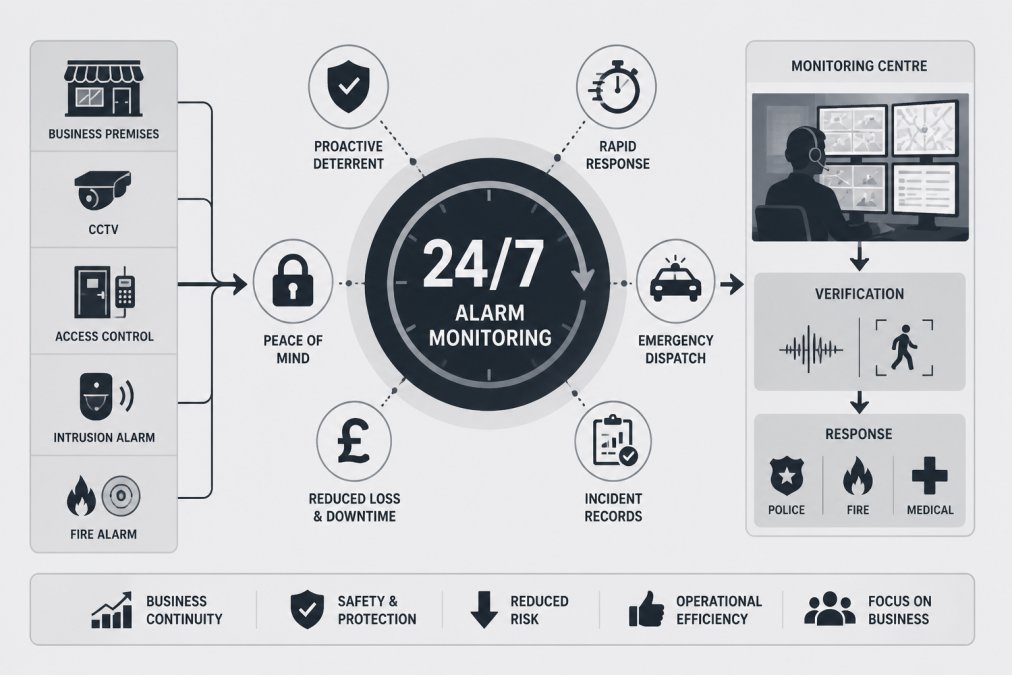 24/7 Alarm Monitoring Benefits for Small Business