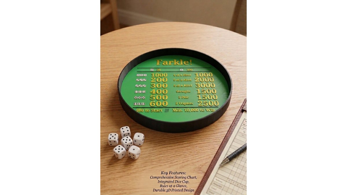 3D Printed Dice Rolling Bowl for Farkle! – Unique, Lightweight, and Durable!