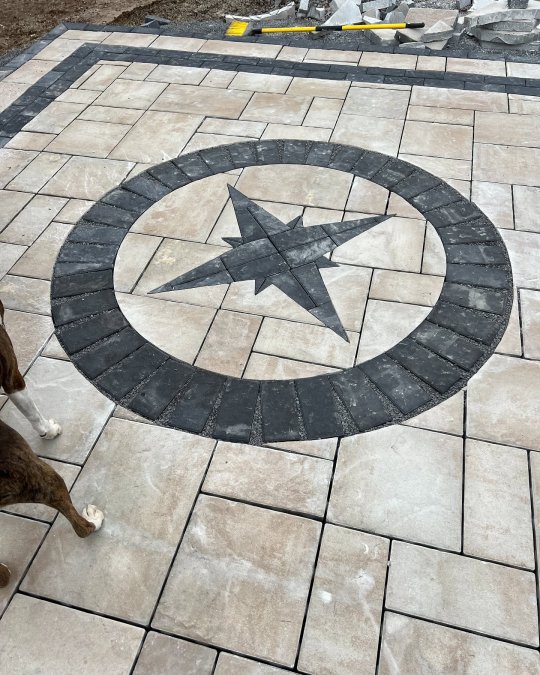 compass built into patio