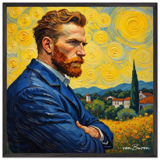 Self portrait of Vincent in vibrant van Gogh style