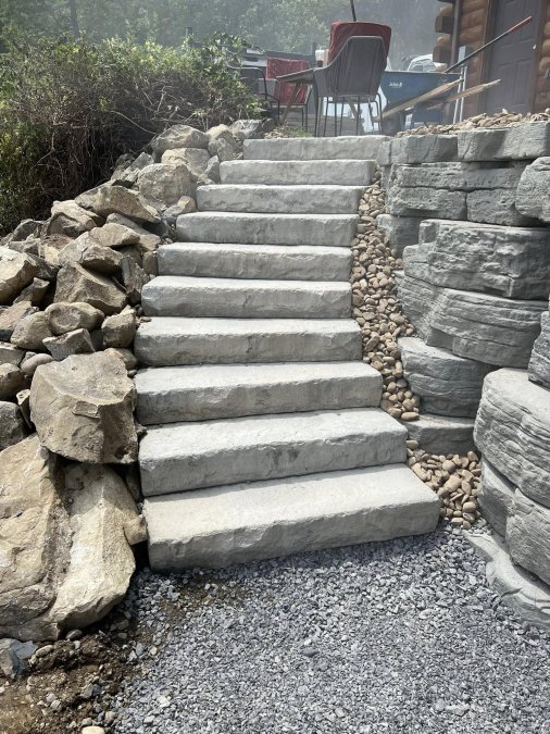 long front staircase out of block
