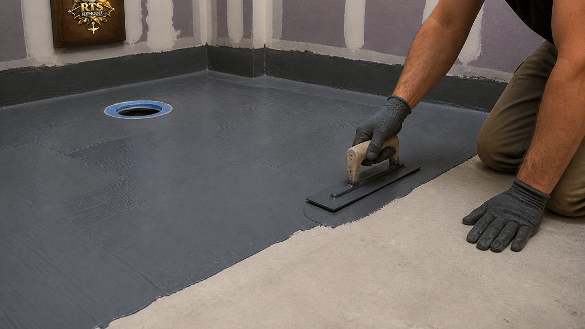 Diagram illustrating substrate preparation and waterproofing membrane installation for the 5 best bathroom flooring for high