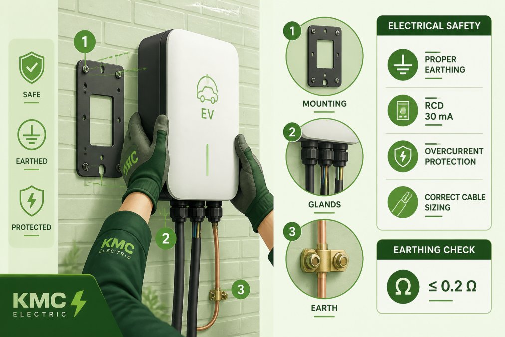 Professional illustration showing home EV charger installation