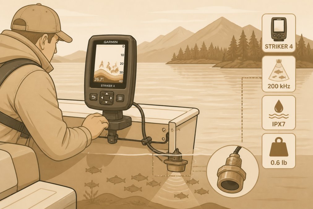 Professional illustration showing 5 best marine fish finders for small boats 2026