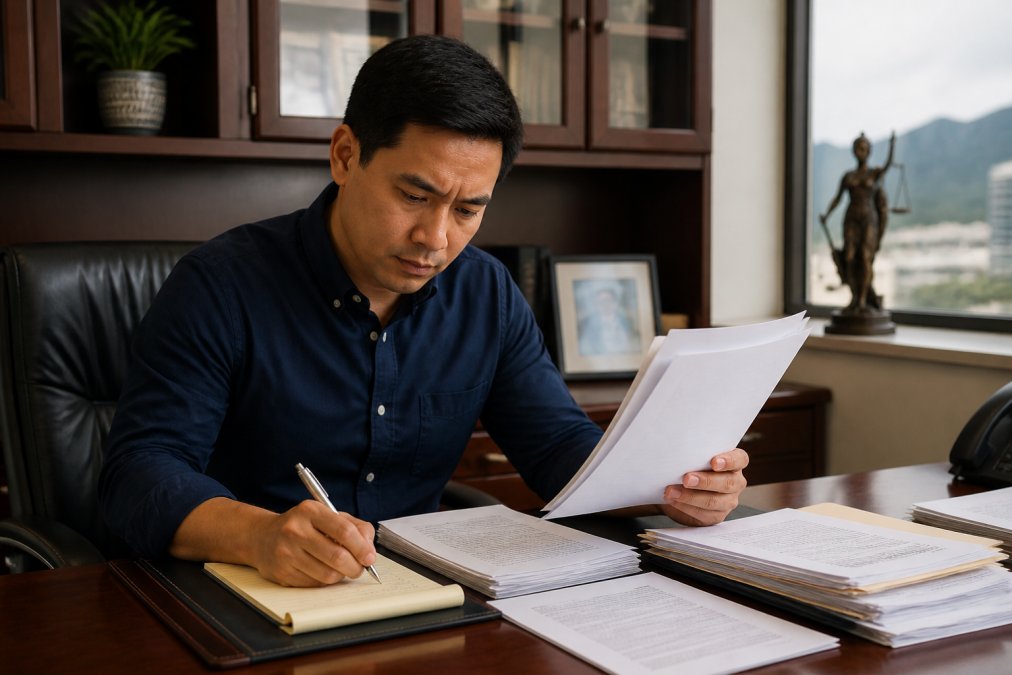 Steps for comparing profiles of motorcycle accident lawyers in Honolulu using a laptop and notes