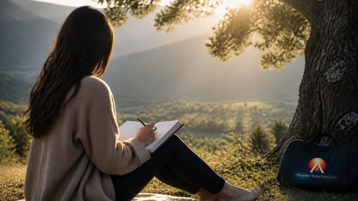 5 Best Spiritual Growth Practices for Daily Life 1 Person sitting in a peaceful forest clearing writing in a journal during the soft morning light