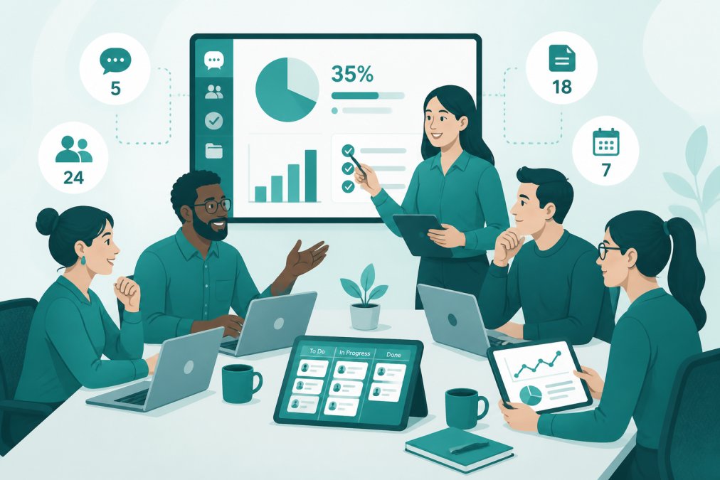 Visual comparison chart showing internal team communication
