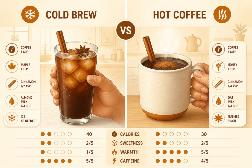 Visual comparison chart showing healthy coffee flavor combinations