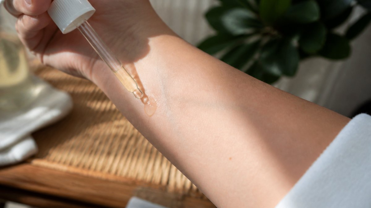 Step-by-step guide on patch testing Paula's Choice alternatives for sensitive skin on the inner forearm.