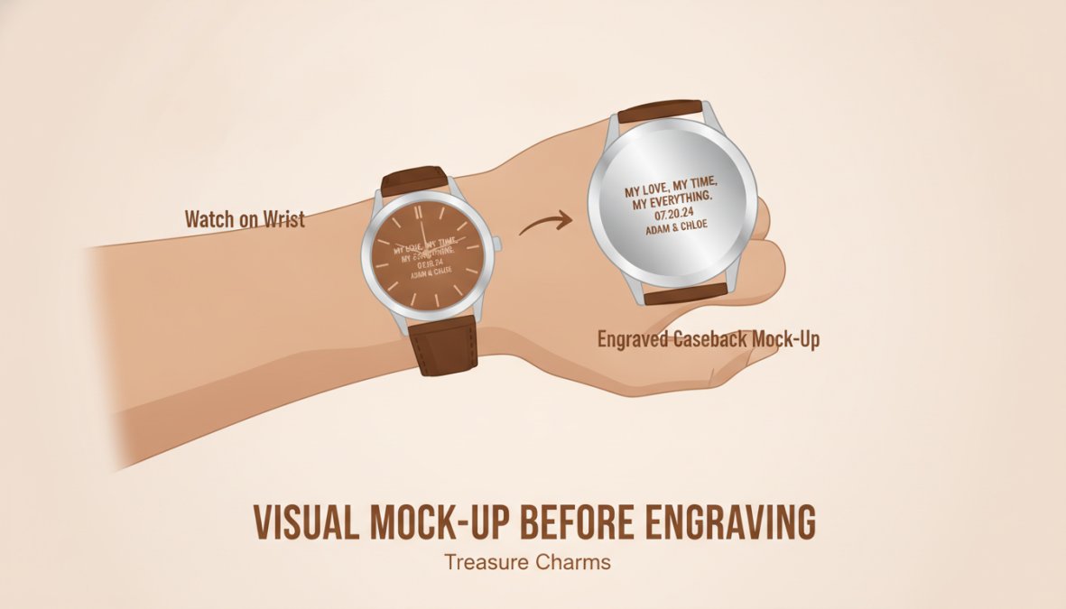 Software tools interface for personalized watch engraving ideas for husband