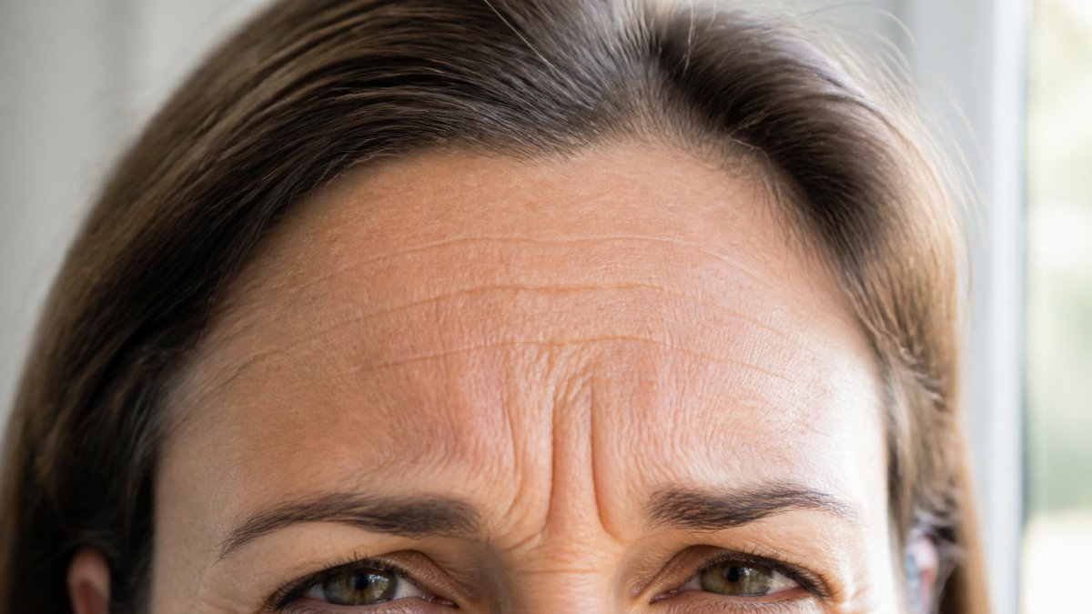 Infographic diagram distinguishing dynamic expression lines from static deep creases as alternatives to botox for forehead