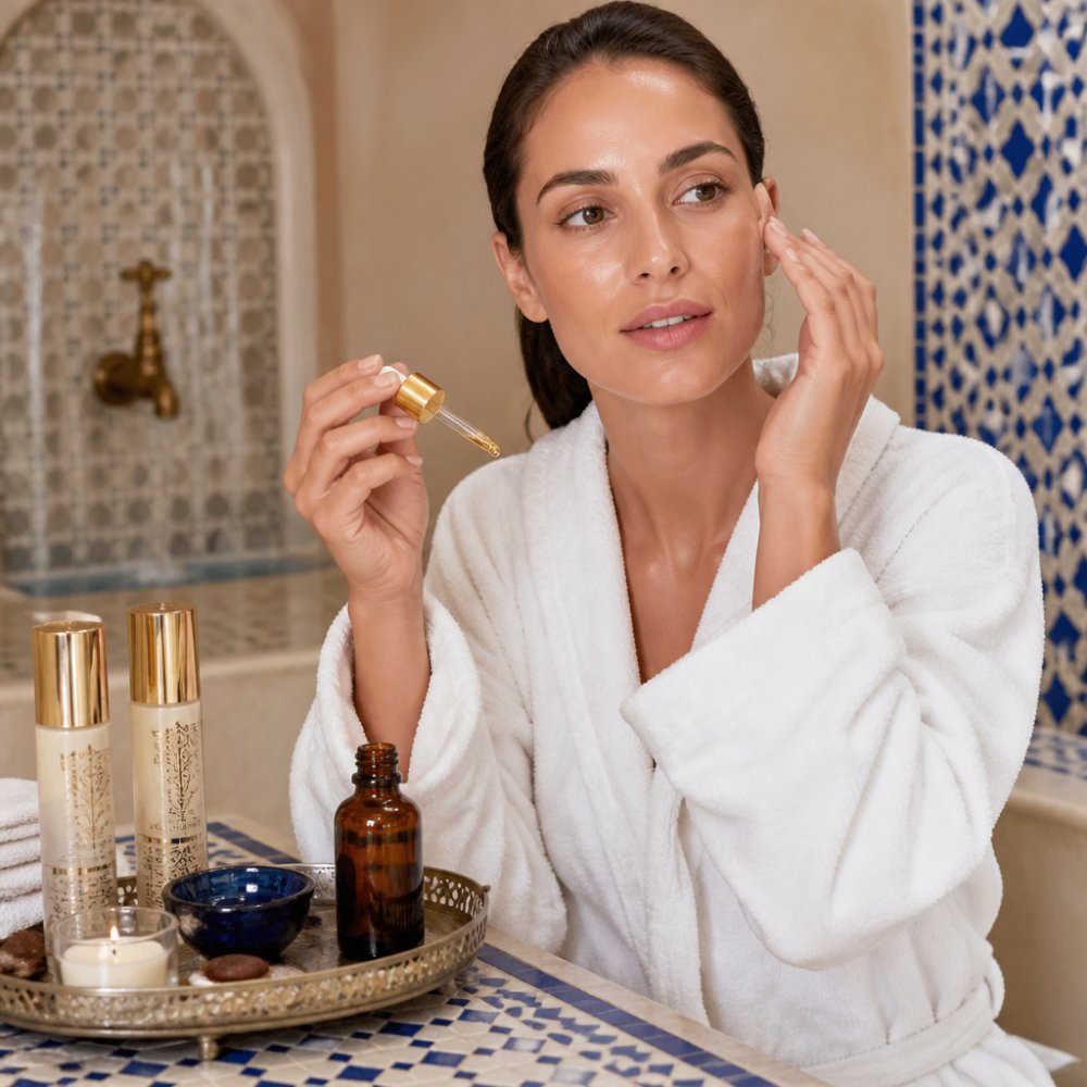 Professional demonstrating best argan oil for face technique in modern clinical setting with natural lighting