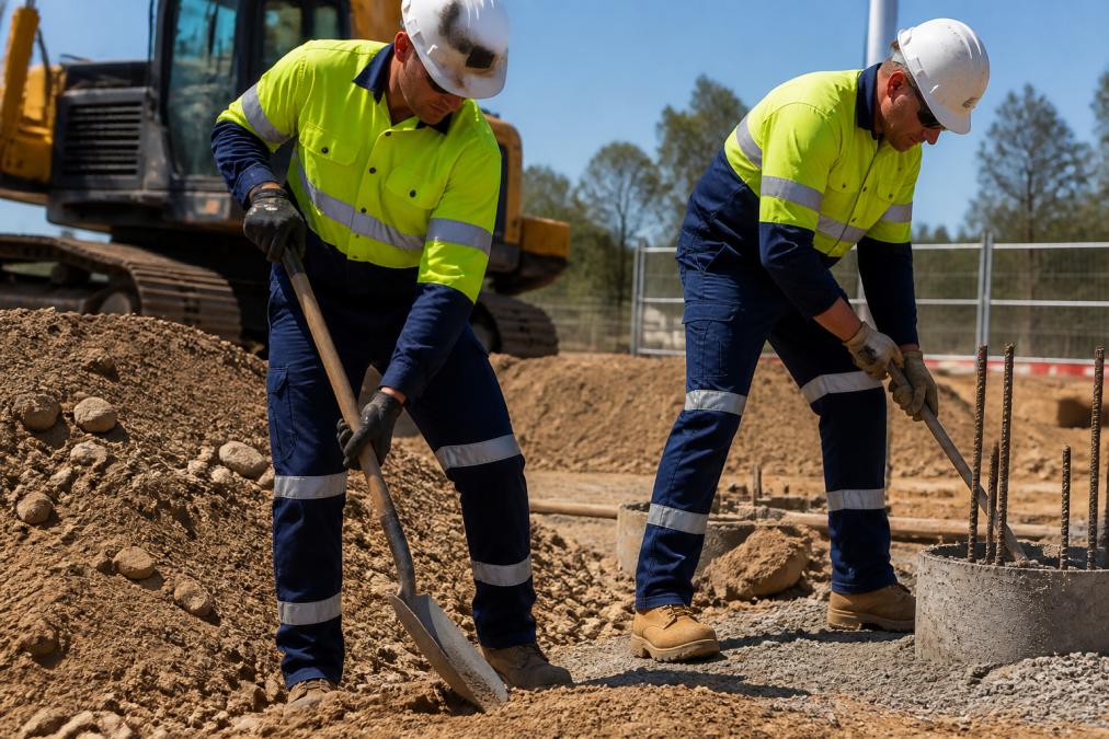 Professional illustration showing Construction for breathable work pants