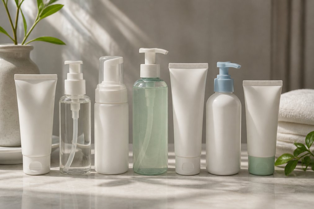 Professional illustration showing Arranged for gentle acne cleansers