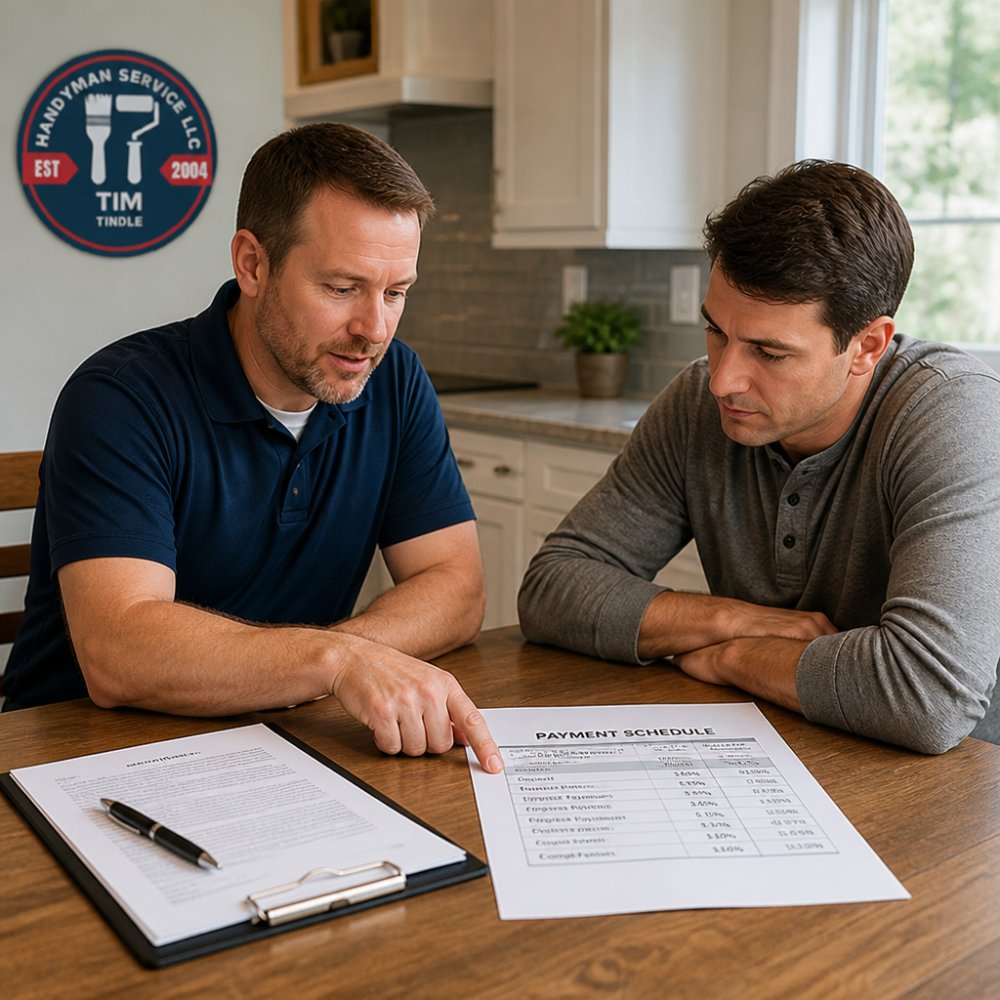 Infographic showing the best ways to pay a home improvement contractor through a structured payment schedule.
