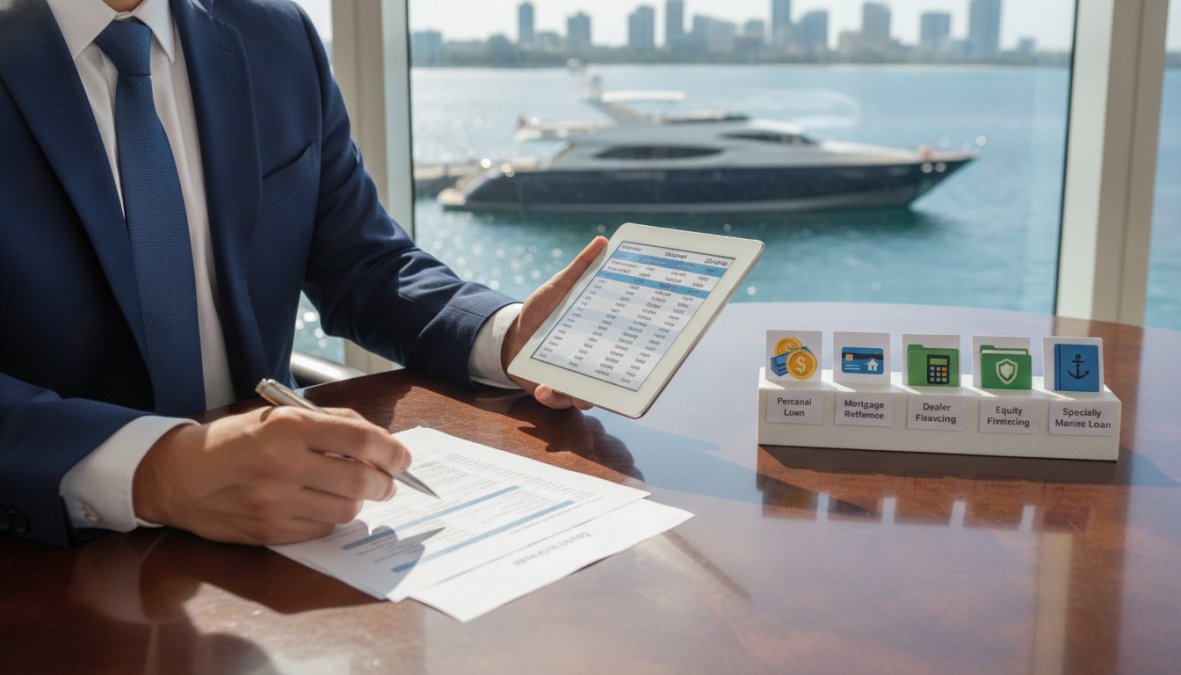 Visual comparison chart showing 7 best yacht financing options for individuals