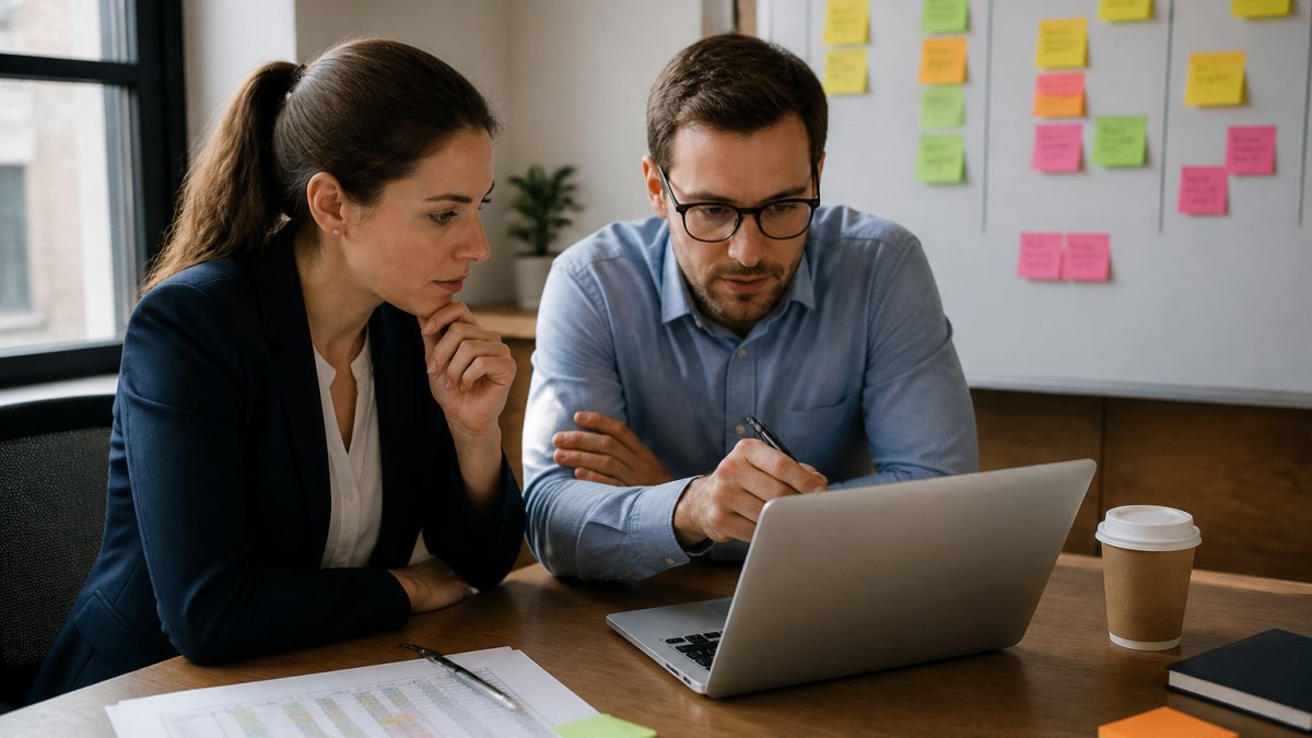 Sales managers reviewing stalled deals on a screen during crm pipeline repair to improve conversion rates