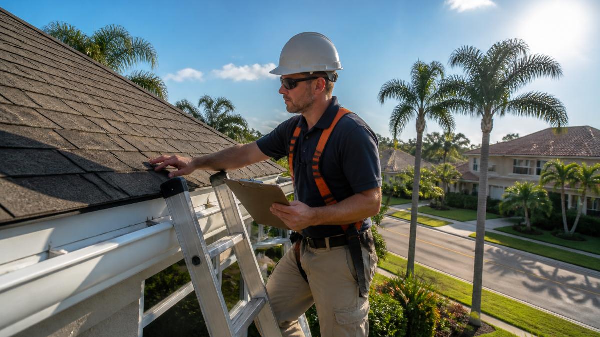 Certified solar auditor inspecting a Florida roof, providing more accurate data than any solar energy savings calculator.
