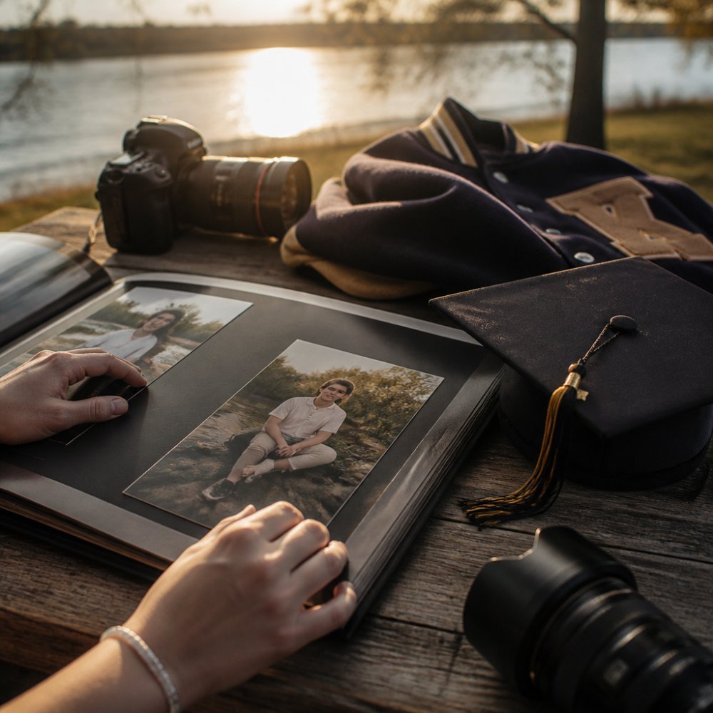 Flowchart illustrating the step-by-step process for selecting scenic locations for personalized senior portraits