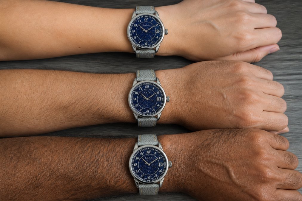 Close-up of a 38mm watch positioned on different wrist sizes, from smaller to larger wrists, showing how the same case diameter maintains proportional aesthetics across varied anatomy with natural wrist positioning
