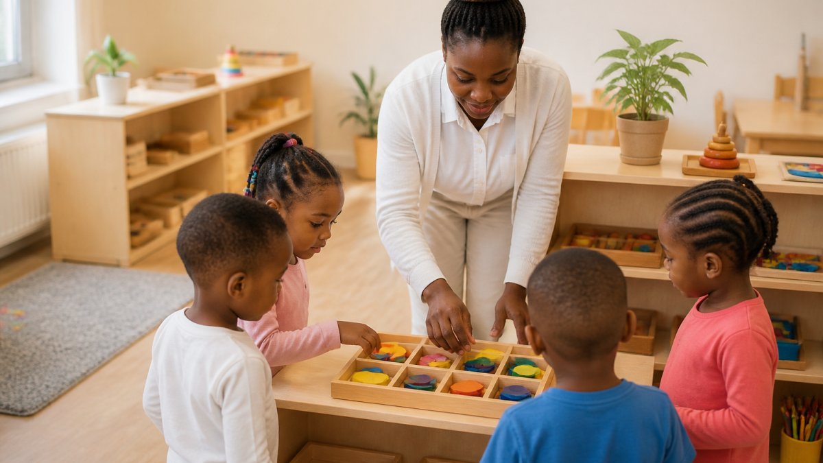 Flowchart demonstrating the daily routine for using Montessori materials in a classroom setting