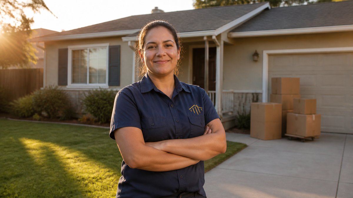 A Ventura County government employee moving into a modest suburban home with boxes on the driveway.