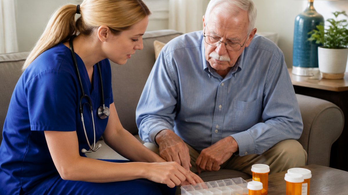 Infographic comparing clinical and nonmedical home health care tasks for managing chronic conditions with a nurse.