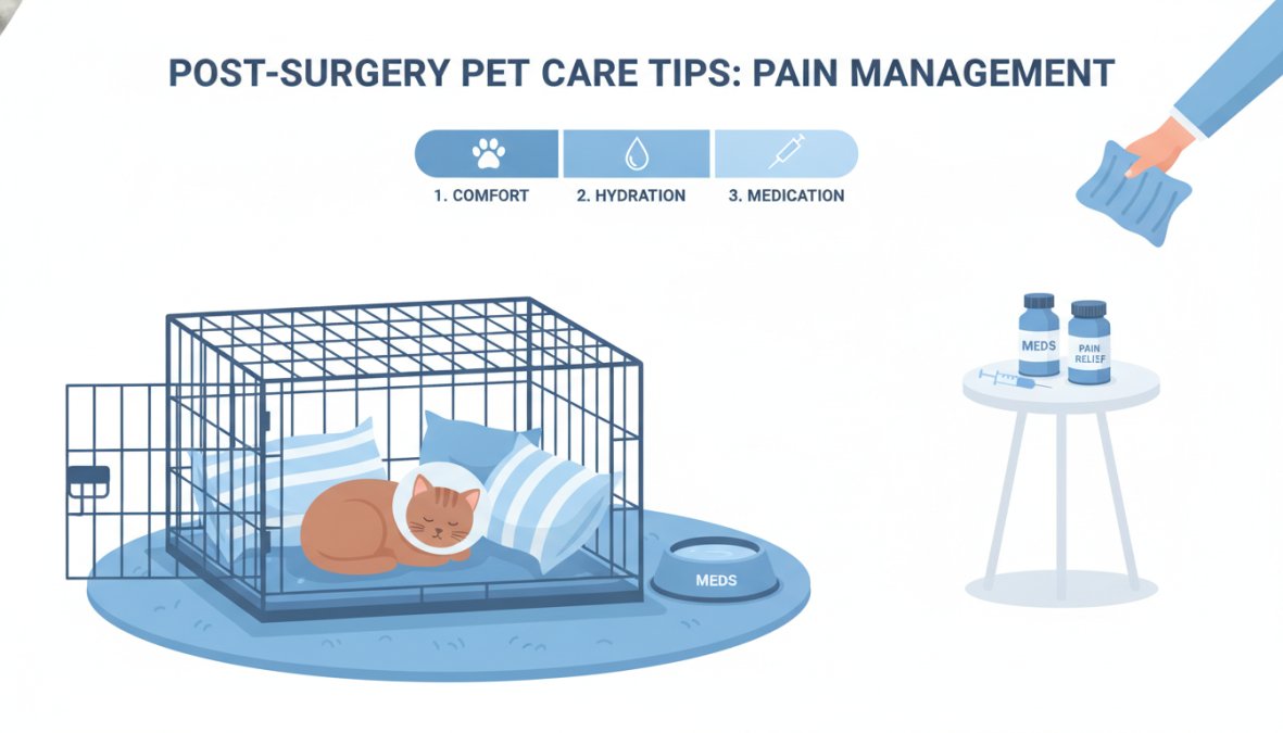 Expert tips illustration for 8 signs your pet is in pain after surgery