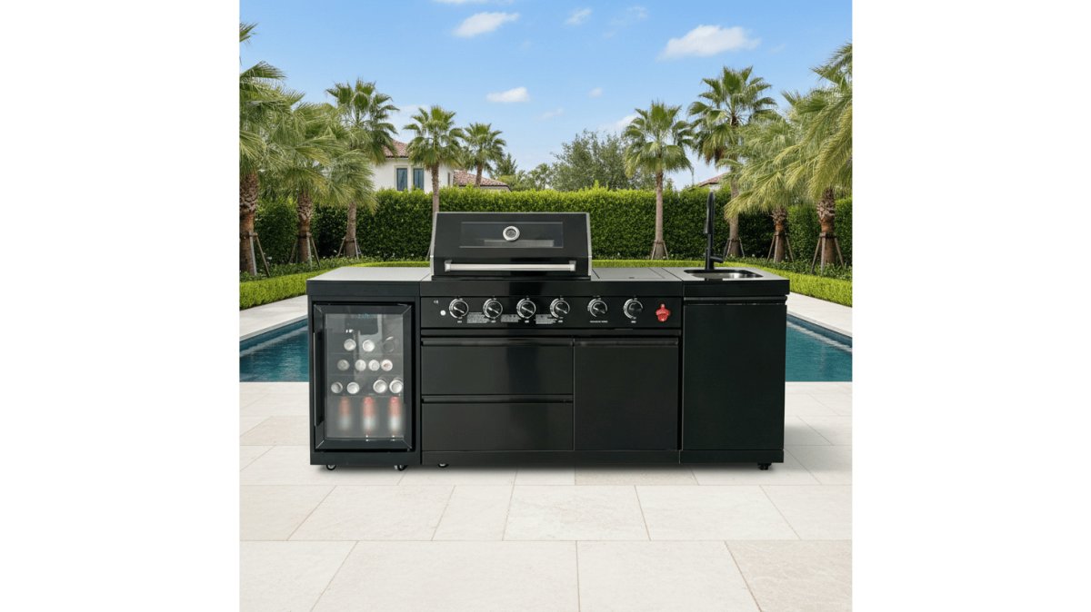 85" Outdoor Kitchen with Refrigerator & Sink