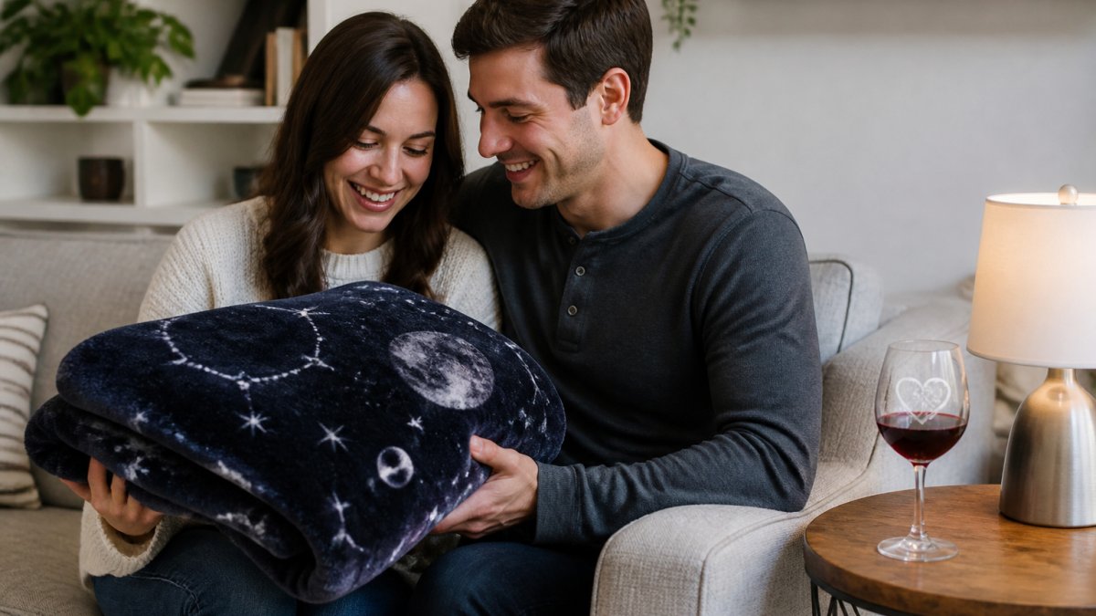 Infographic showing a step-by-step guide for choosing home and keepsake gifts for couples setting up a new life together