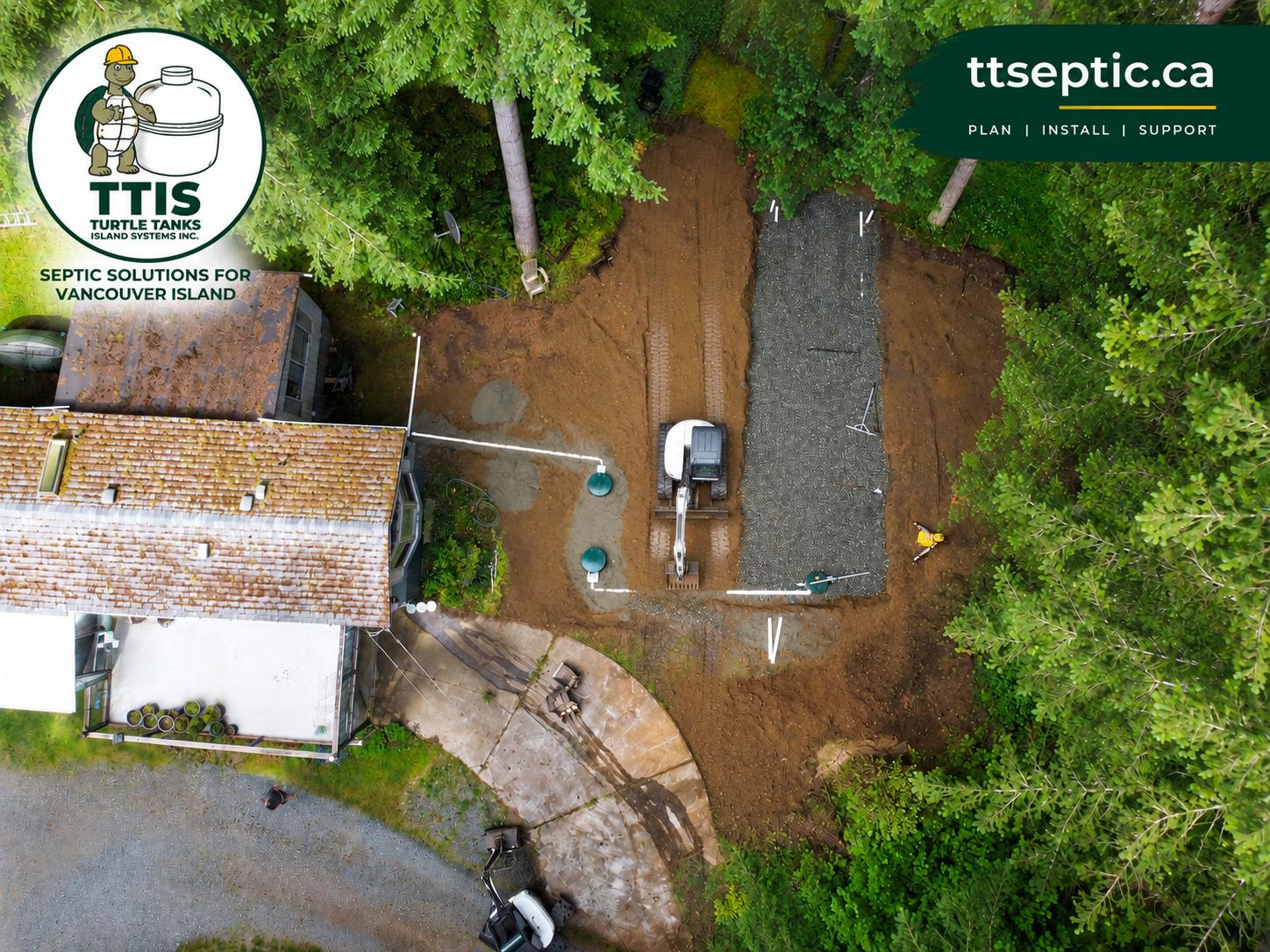 TTIS infographic showing septic installation from excavation through completion