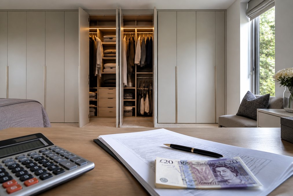 Pricing comparison visual for modern and bedroom and floor-to-ceiling concepts for bespoke storage solutions london