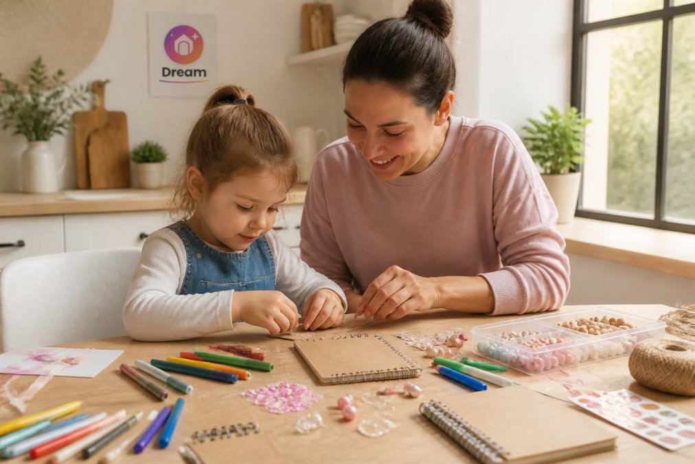 Infographic showing a step-by-step process for organizing essential craft project supplies for beginners