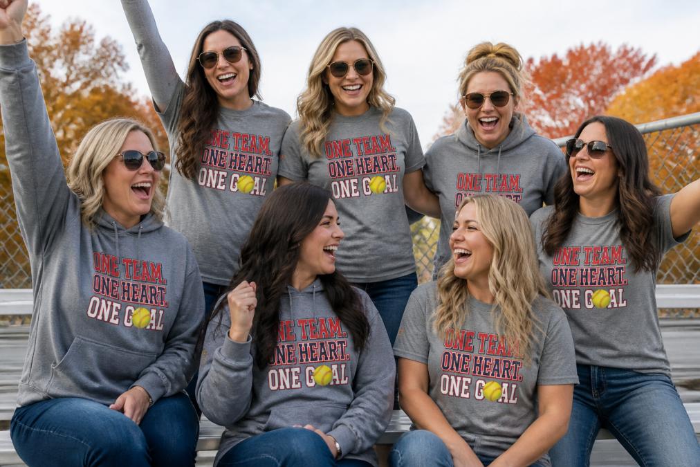 Professional illustration showing Group for affordable matching shirts for sports teams