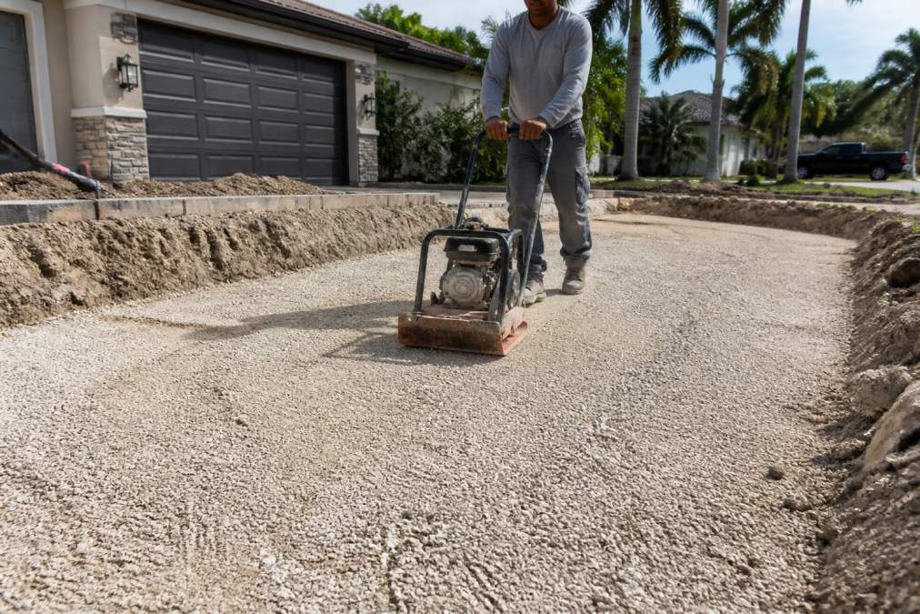 Diagram showing the base preparation process for affordable paver installation for residential driveways