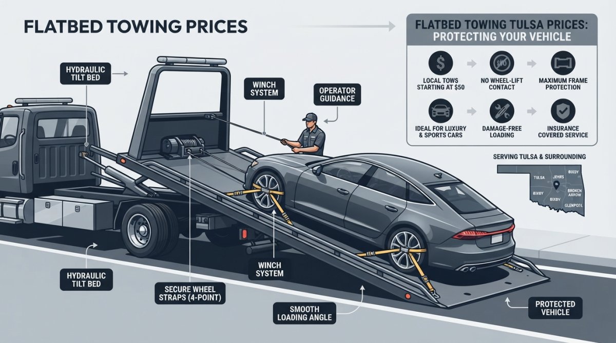 Professional illustration showing affordable towing service Tulsa
