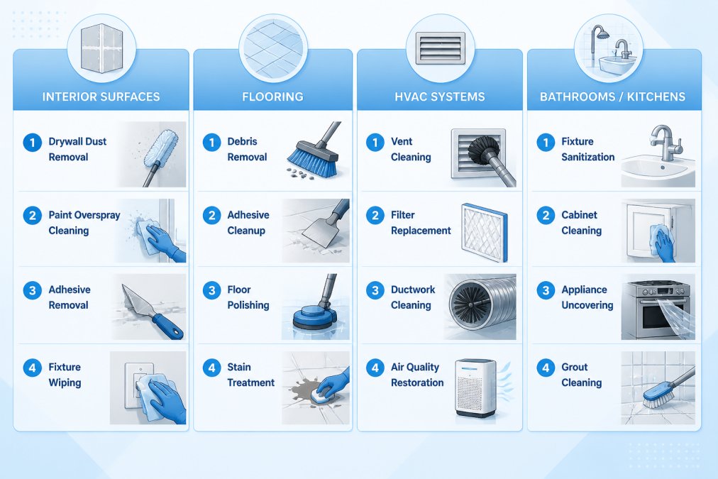 Visual comparison chart showing Comparison, HVAC for after construction cleaning