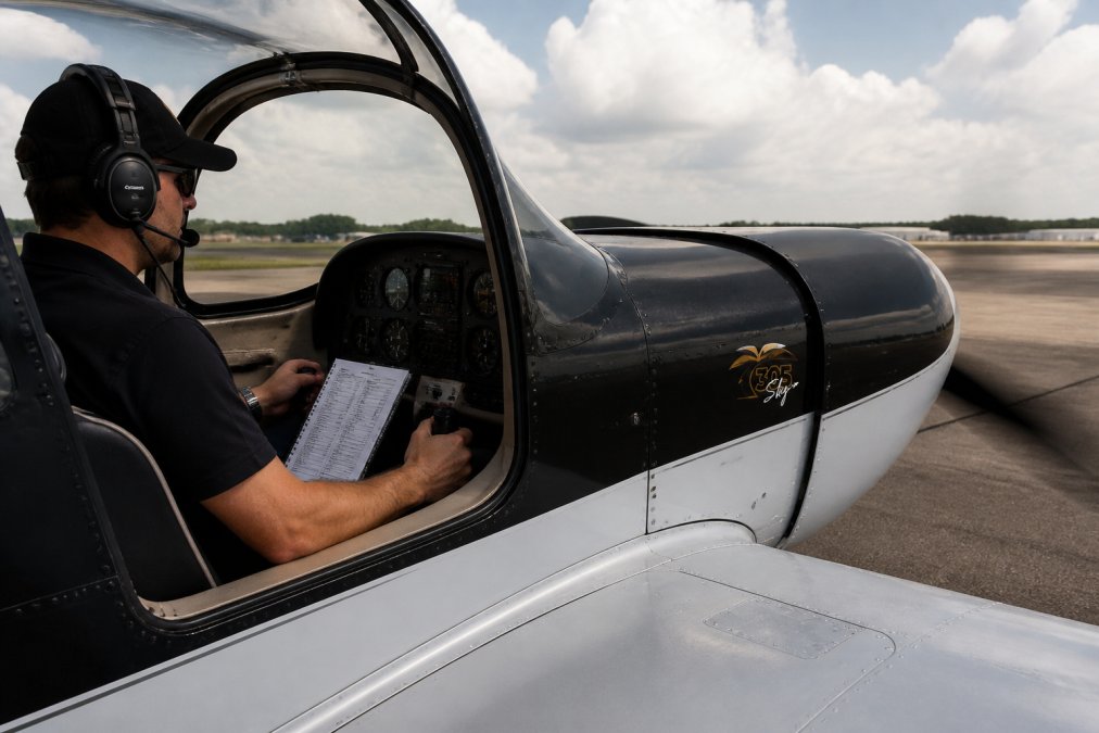 Professional illustration showing Pilot for aircraft test flight