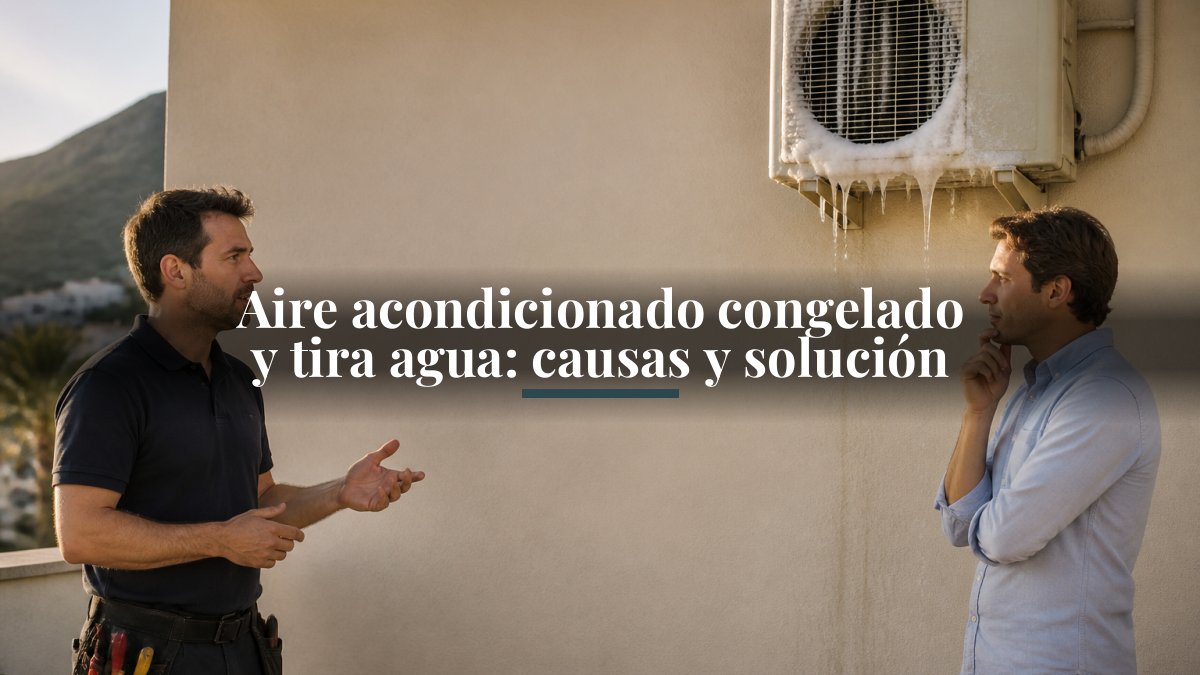 Aire acondicionado congelado y tira agua: causas y solución