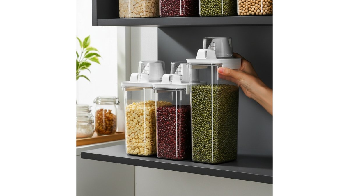 Airtight Stackable Food Storage Containers | Clear Kitchen Pantry Jars